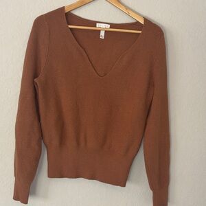Leith Warm Brown V-Neck Sweater